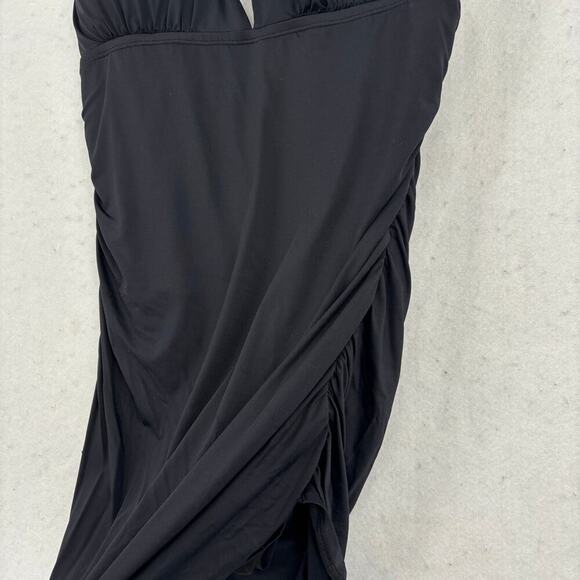 Ralph Lauren Plunge Halter Mio One Piece Swim Dress Size 22W Black Swimsuit - Picture 3 of 8